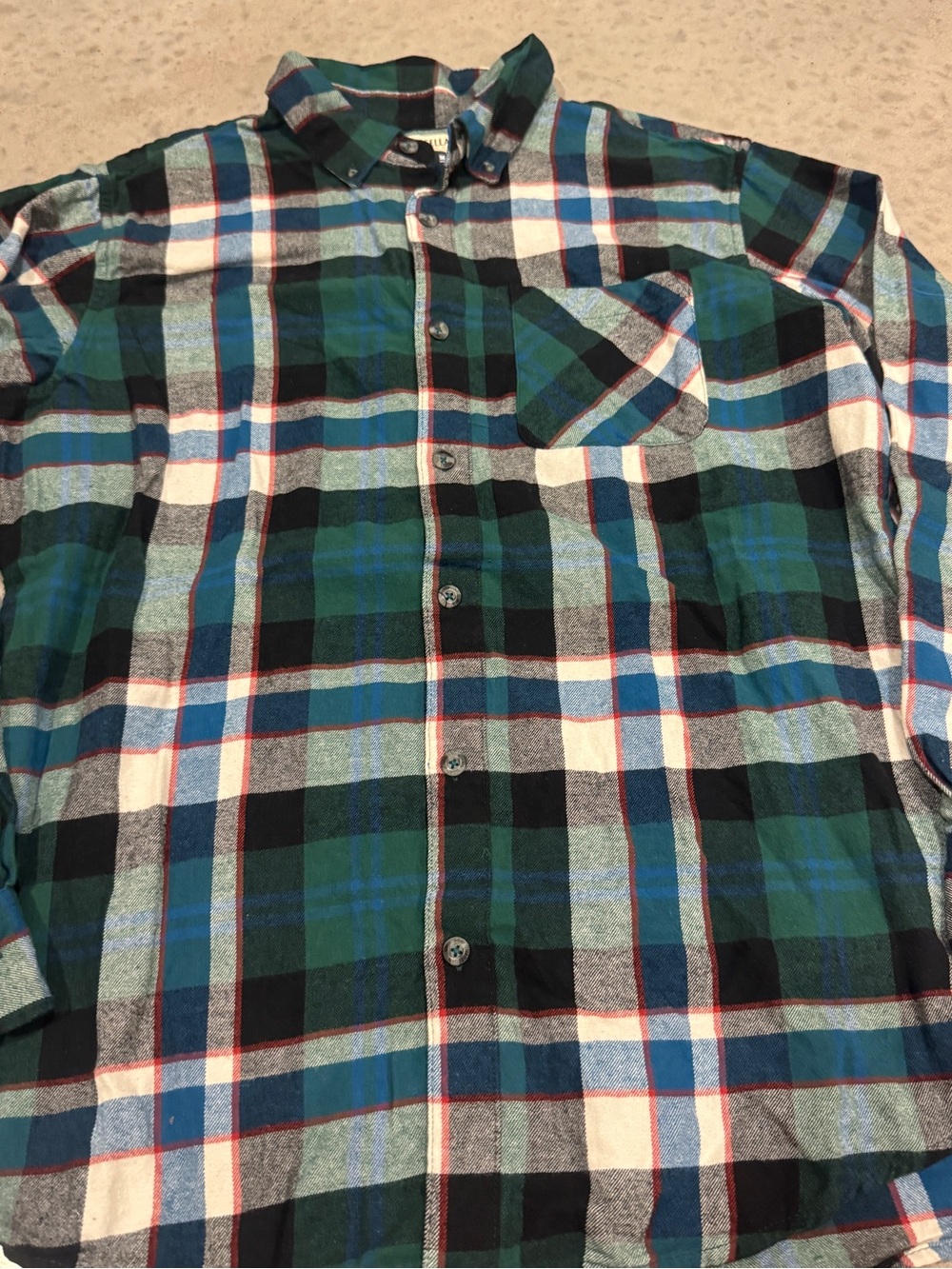 Green & Blue Plaid Button-Up Shirt